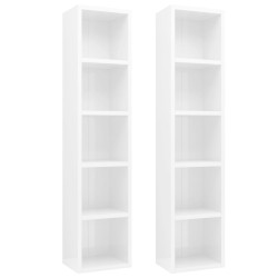 CD-Regale 2 Stk. Hochglanz-Weiß 21x16x93,5 cm Holzwerkstoff