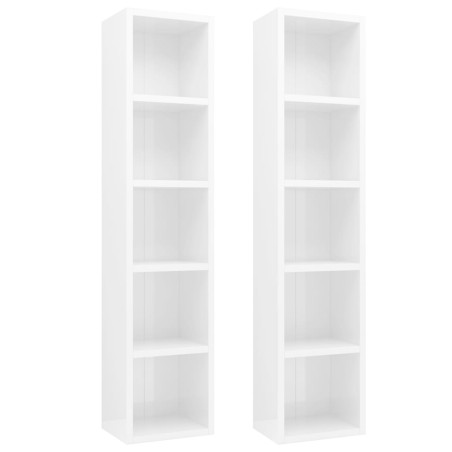 CD-Regale 2 Stk. Hochglanz-Weiß 21x16x93,5 cm Holzwerkstoff