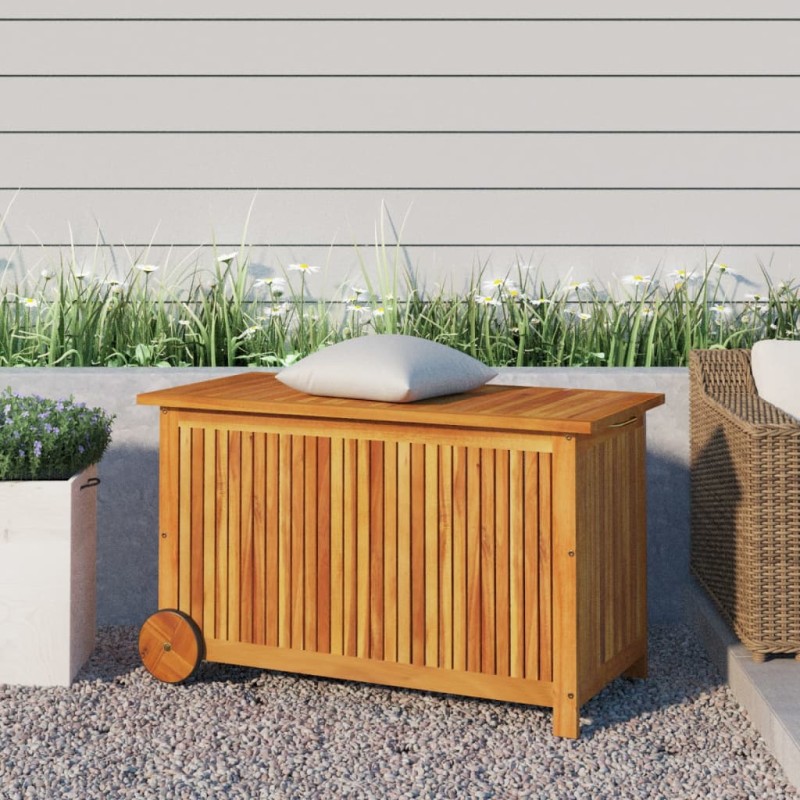 Gartentruhe mit Rollen 90x50x58 cm Massivholz Akazie Gartentruhe mit Rollen 90x50x58 cm Massivholz Akazie