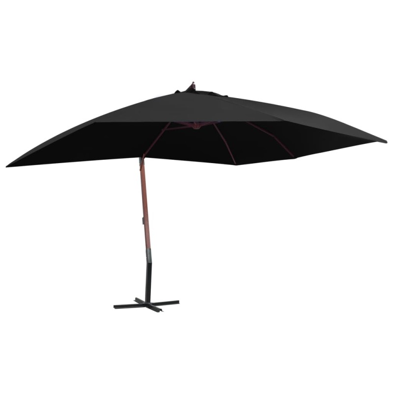 vidaXL Ampelschirm mit Holzmast 400×300 cm Schwarz vidaXL Ampelschirm mit Holzmast 400×300 cm Schwarz