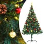 Künstlicher Weihnachtsbaum mit Kugeln und LEDs Grün 150 cm Künstlicher Weihnachtsbaum mit Kugeln und LEDs Grün 150 cm