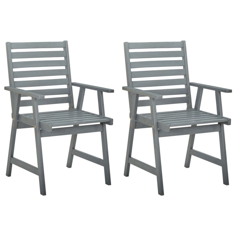 vidaXL Garten-Essstühle 2 Stk. Grau Massivholz Akazie vidaXL Garten-Essstühle 2 Stk. Grau Massivholz Akazie