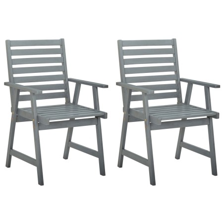 vidaXL Garten-Essstühle 2 Stk. Grau Massivholz Akazie