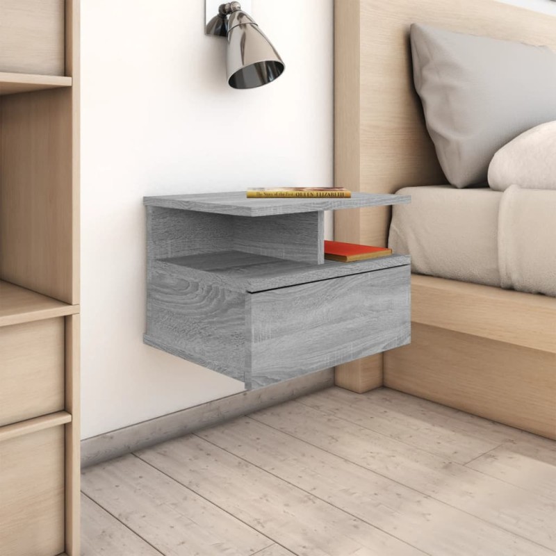 Nachttisch 2Stk. Hängend Grau Sonoma 40x31x27 cm Holzwerkstoff Nachttisch 2Stk. Hängend Grau Sonoma 40x31x27 cm Holzwerkstoff