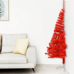 Künstlicher Halb-Weihnachtsbaum mit Ständer Rot 240 cm PVC