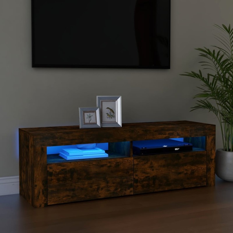 TV-Schrank mit LED-Leuchten Räuchereiche 120x35x40 cm TV-Schrank mit LED-Leuchten Räuchereiche 120x35x40 cm