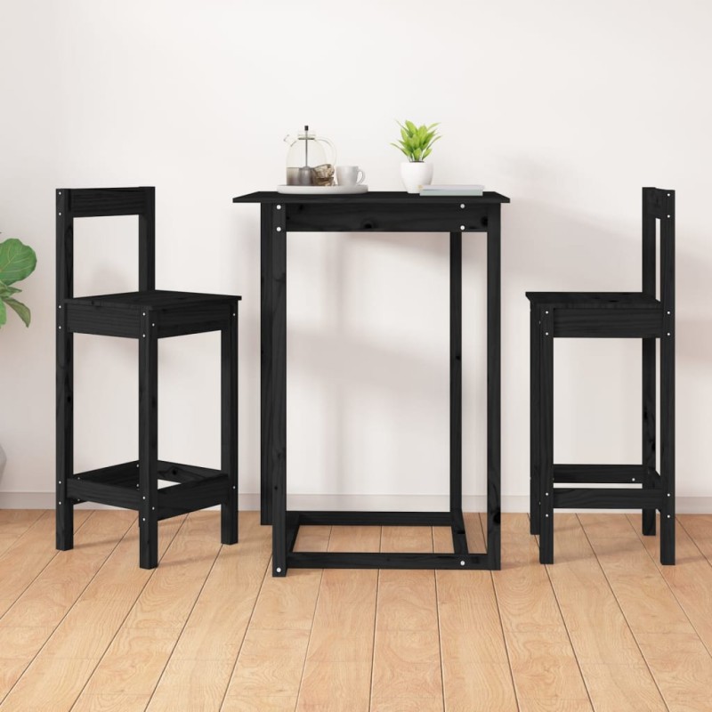Barstühle 2 Stk. Schwarz 40x41,5x112 cm Massivholz Kiefer Barstühle 2 Stk. Schwarz 40x41,5x112 cm Massivholz Kiefer