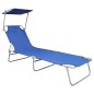 vidaXL Klappliege mit Sonnendach Blau Aluminium vidaXL Klappliege mit Sonnendach Blau Aluminium