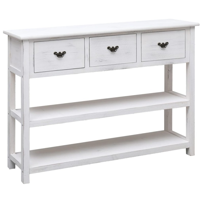 vidaXL Sideboard Antik-Weiß 108x30x76 cm Massivholz Paulownia vidaXL Sideboard Antik-Weiß 108x30x76 cm Massivholz Paulownia