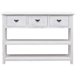 vidaXL Sideboard Antik-Weiß 108x30x76 cm Massivholz Paulownia