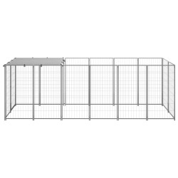 vidaXL Hundezwinger Silbern 330x110x110 cm Stahl
