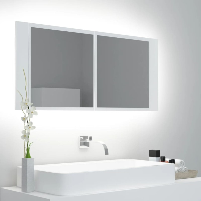 LED-Bad-Spiegelschrank Weiß 100x12x45 cm Acryl LED-Bad-Spiegelschrank Weiß 100x12x45 cm Acryl