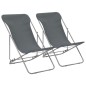 Klappbare Strandstühle 2 Stk. Stahl und Oxford-Gewebe Grau Klappbare Strandstühle 2 Stk. Stahl und Oxford-Gewebe Grau