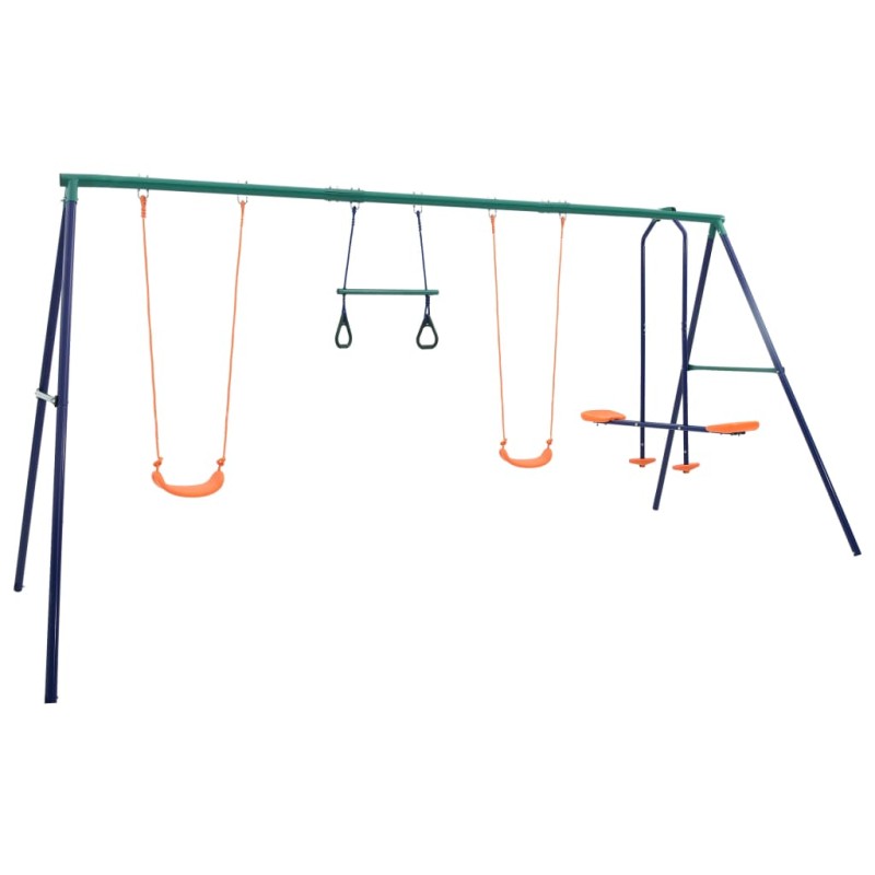 Schaukelset mit Turningen und 4 Sitzen Stahl Schaukelset mit Turningen und 4 Sitzen Stahl