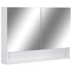 vidaXL LED-Bad-Spiegelschrank Weiß 80x15x60 cm MDF