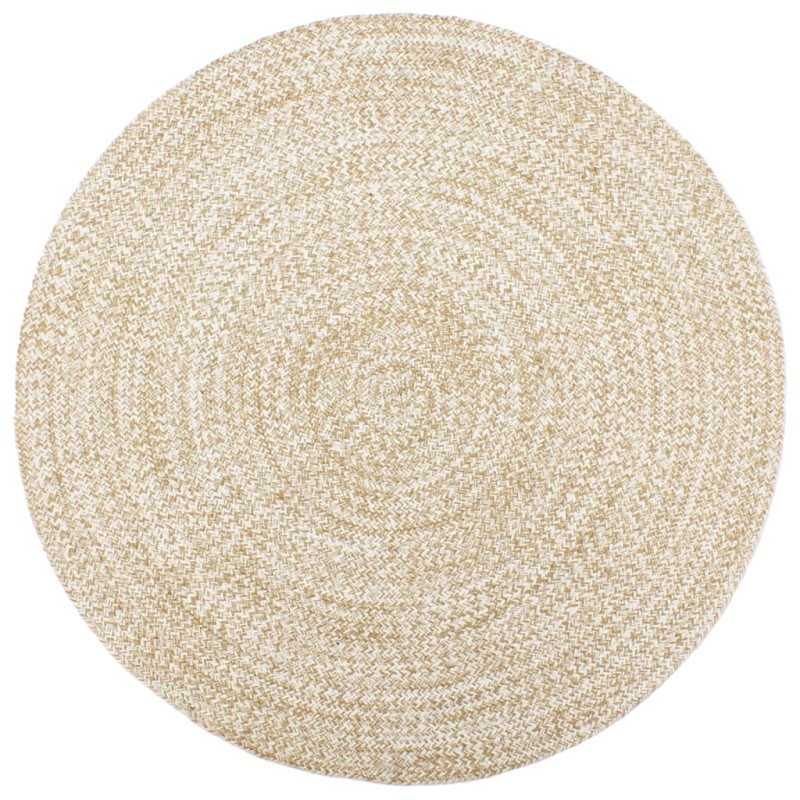 Teppich Handgefertigt Jute Weiß und Braun 180 cm Teppich Handgefertigt Jute Weiß und Braun 180 cm