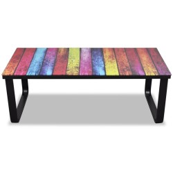 Couchtisch mit Regenbogen-Motiv Glasplatte