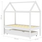 Kinderbett mit Schublade Weiß Massivholz Kiefer 70x140 cm Kinderbett mit Schublade Weiß Massivholz Kiefer 70x140 cm