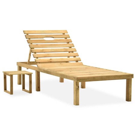 vidaXL Garten-Sonnenliege mit Tisch Kiefernholz Imprägniert 