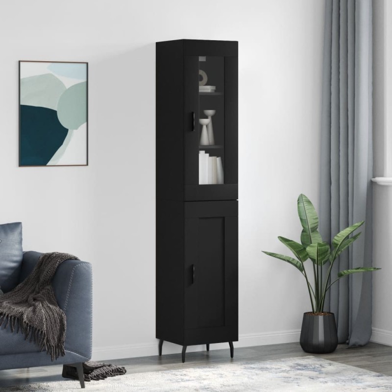 Highboard Schwarz 34,5x34x180 cm Holzwerkstoff Highboard Schwarz 34,5x34x180 cm Holzwerkstoff