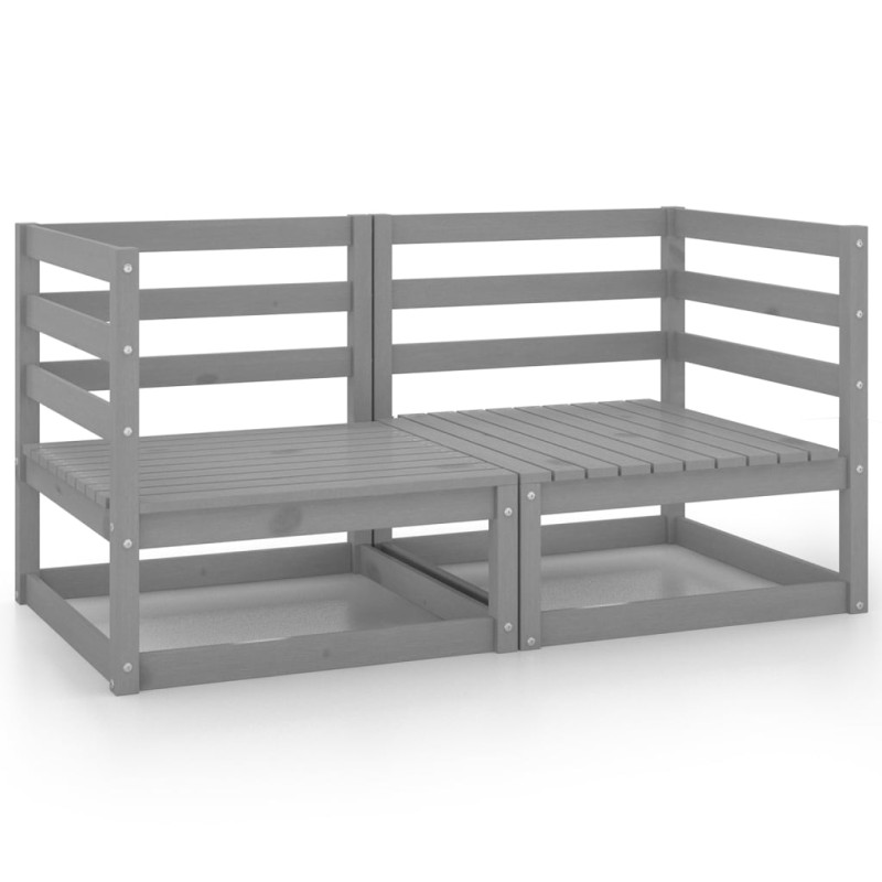 Garten-Ecksofas 2 Stk. Grau Massivholz Kiefer Garten-Ecksofas 2 Stk. Grau Massivholz Kiefer