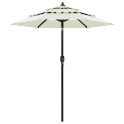 Sonnenschirm mit Aluminium-Mast 3-lagig Sandfarben 2 m