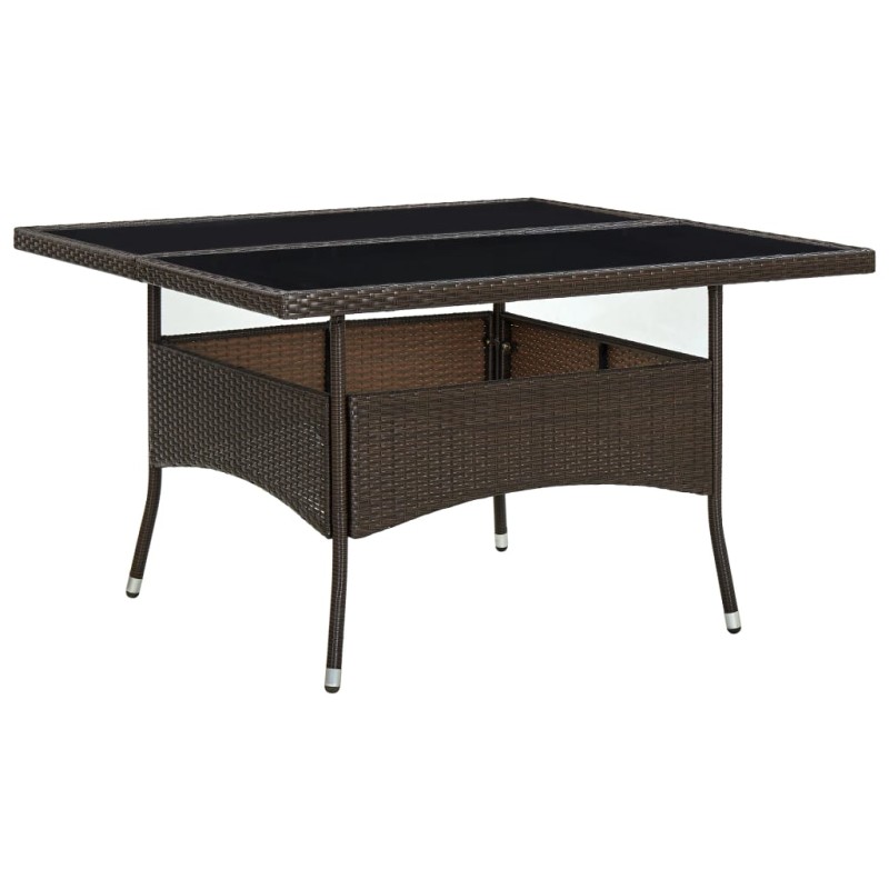 Garten-Esstisch Braun Poly Rattan und Glas Garten-Esstisch Braun Poly Rattan und Glas