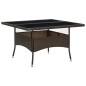 Garten-Esstisch Braun Poly Rattan und Glas Garten-Esstisch Braun Poly Rattan und Glas