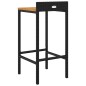 vidaXL Barhocker 2 Stk. Schwarz Poly Rattan und Massivholz Akazie vidaXL Barhocker 2 Stk. Schwarz Poly Rattan und Massivholz Akazie