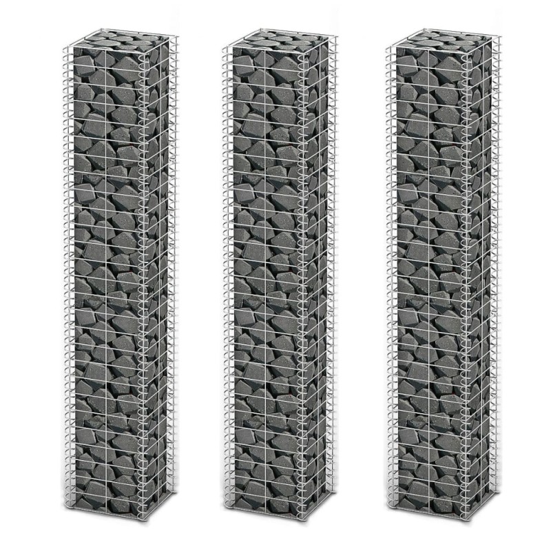 Gabionen-Set 3-tlg. Verzinkter Draht 25×25×150 cm Gabionen-Set 3-tlg. Verzinkter Draht 25×25×150 cm