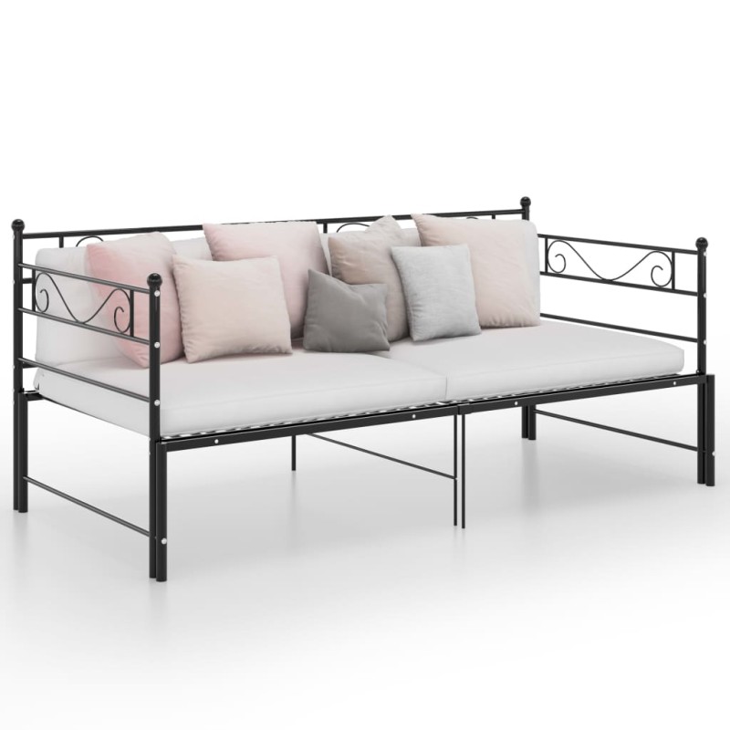 vidaXL Tagesbett Ausziehbar Schwarz Metall 90x200 cm vidaXL Tagesbett Ausziehbar Schwarz Metall 90x200 cm