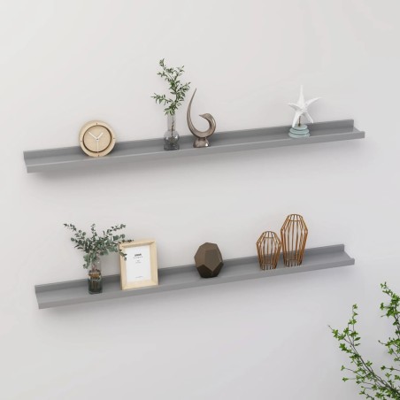 vidaXL Wandregale 2 Stk. Grau 100x9x3 cm