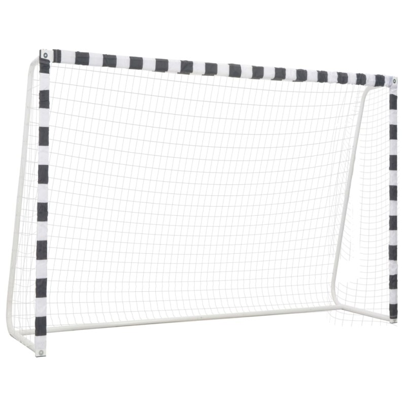 Fußballtor 300 x 200 x 90 cm Metall Schwarz und Weiß Fußballtor 300 x 200 x 90 cm Metall Schwarz und Weiß