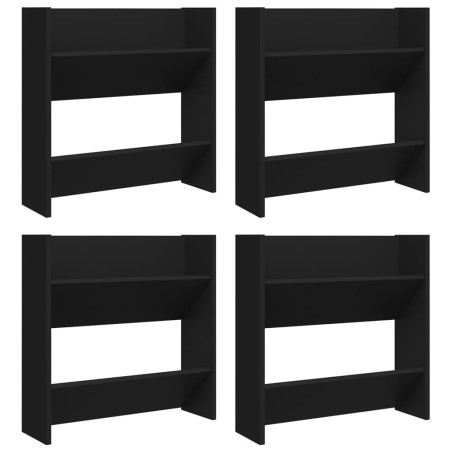 vidaXL Wand-Schuhschränke 4 Stk. Schwarz 60x18x60 cm Holzwerkstoff