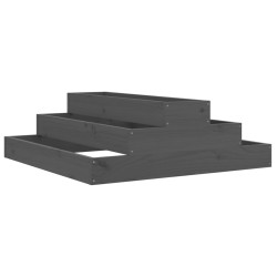 vidaXL Pflanzkübel Grau 80x80x27 cm Massivholz Kiefer