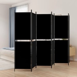 vidaXL 6-tlg. Paravent Schwarz 300x180 cm Stoff