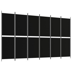 vidaXL 6-tlg. Paravent Schwarz 300x180 cm Stoff