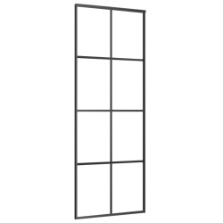 Schiebetür Aluminium und ESG Glas 76x205 cm Schwarz