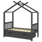 Kinderbett mit Schublade Dunkelgrau Massivholz Kiefer 70x140 cm Kinderbett mit Schublade Dunkelgrau Massivholz Kiefer 70x140 cm