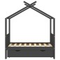 Kinderbett mit Schublade Dunkelgrau Massivholz Kiefer 70x140 cm Kinderbett mit Schublade Dunkelgrau Massivholz Kiefer 70x140 cm
