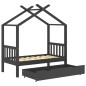 Kinderbett mit Schublade Dunkelgrau Massivholz Kiefer 70x140 cm Kinderbett mit Schublade Dunkelgrau Massivholz Kiefer 70x140 cm