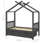 Kinderbett mit Schublade Dunkelgrau Massivholz Kiefer 70x140 cm Kinderbett mit Schublade Dunkelgrau Massivholz Kiefer 70x140 cm