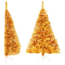 Künstlicher Halb-Weihnachtsbaum mit Ständer Gold 120 cm PVC