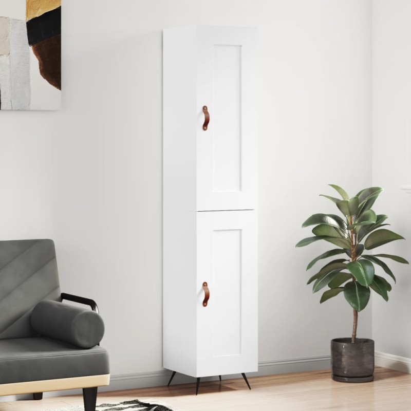 Highboard Hochglanz-Weiß 34,5x34x180 cm Holzwerkstoff Highboard Hochglanz-Weiß 34,5x34x180 cm Holzwerkstoff