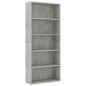 vidaXL Bücherregal 5 Fächer Betongrau 80x30x189 cm Holzwerkstoff vidaXL Bücherregal 5 Fächer Betongrau 80x30x189 cm Holzwerkstoff
