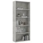 vidaXL Bücherregal 5 Fächer Betongrau 80x30x189 cm Holzwerkstoff vidaXL Bücherregal 5 Fächer Betongrau 80x30x189 cm Holzwerkstoff