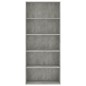 vidaXL Bücherregal 5 Fächer Betongrau 80x30x189 cm Holzwerkstoff vidaXL Bücherregal 5 Fächer Betongrau 80x30x189 cm Holzwerkstoff