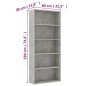 vidaXL Bücherregal 5 Fächer Betongrau 80x30x189 cm Holzwerkstoff vidaXL Bücherregal 5 Fächer Betongrau 80x30x189 cm Holzwerkstoff