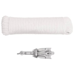 vidaXL Klappanker mit Seil Silbern 0,7 kg Temperguss