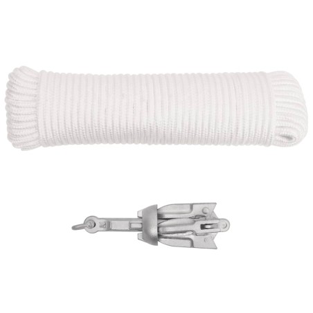 vidaXL Klappanker mit Seil Silbern 0,7 kg Temperguss